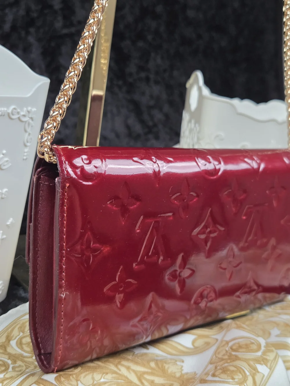 Louis Vuitton Vernis Sarah Wallet Cherry Red Monogram Long Wallet 1998 Restored